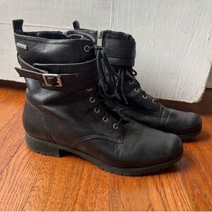 rockport adiprene hydro shield black leather combat style lace up boots size 10